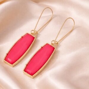 Pink Resin Drop Earrings 18k Gold Plated
